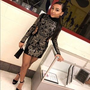 Black & Gold rhinestone dress